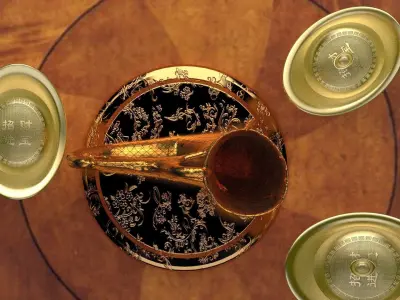 chinese gold ingot with horn 3D model