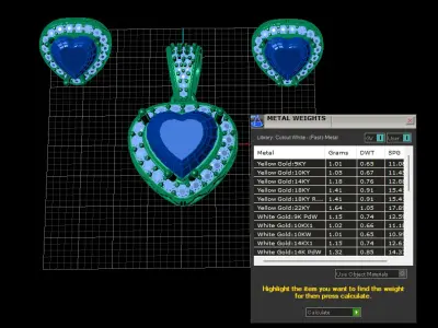 GOLD CUBIC ZARCON PENDANT 3D PRINTABLE MODEL 3D print model
