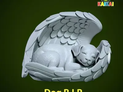 Angel Dog model - Statue Dog - 3D print 3D print model