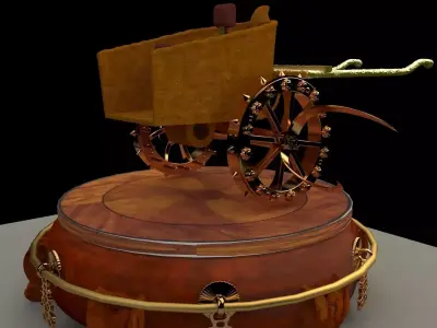 Chinese display stand with chariot 3D model