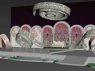 Wedding Reception Stage Design 3D model 3D model