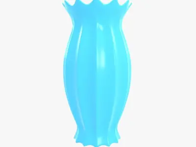 Vase porcelain blue 3 3D model