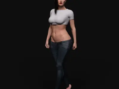 Realistic Woman Character Unreal Engine Ready Low-poly 3D model