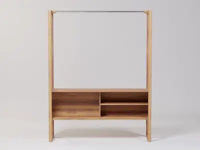Clothes Hanger Cabinet 140x40x180 Low-poly 3D model