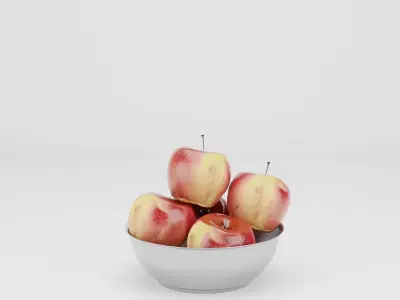 apple in bowl  Low-poly 3D model