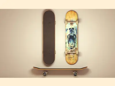 Skateboard with painting 3D model