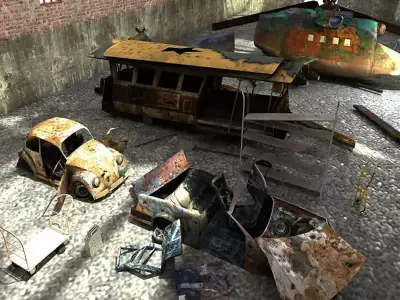 Vehicle Junkyard Low-poly 3D model