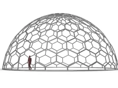 Hexagonal Dome structure Geodoesic Like Wireframe Design 3D model