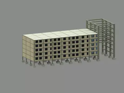 Apartment Block Construction 3D model