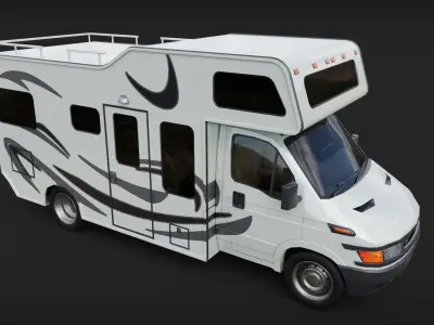 motor home rv camper van Low-poly 3D model