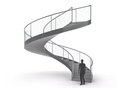 Spiral Staircase with Railing Architectural Details  3D model