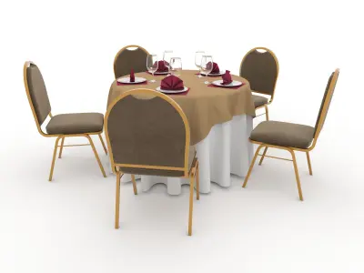 Banquet Table and Chair 16 3D model