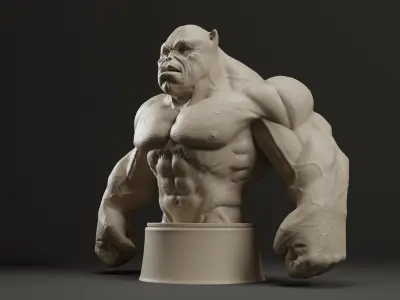 Bodybuilder Boss Dog Bust 3D print model