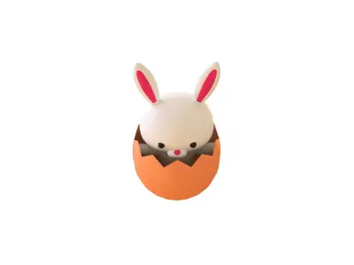 Easter Rabbit Eggs 02 Low-poly 3D model