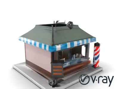 Stylized Barber Shop Urban Nostalgic Model Pack Low-poly 3D model