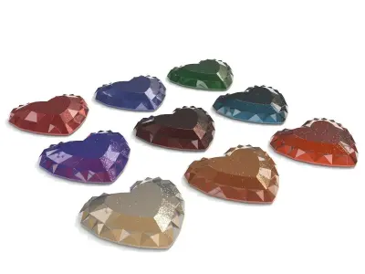 Set Heart shaped gemstone v5 3D model