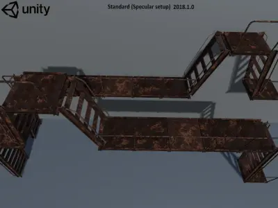 Rust Ladder Bridge Platform Set Free low-poly 3D model
