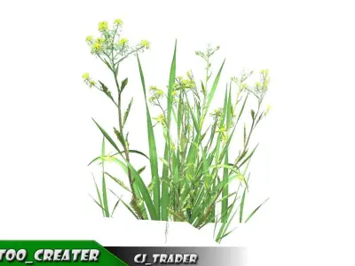 Realistic Grass Animated LOD Low-Poly 3D Model Low-poly 3D model