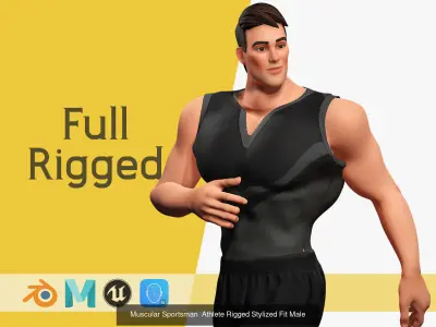 Stylized Coach and Fighter Duo 3D Rigged Muscular 3D Model Pack