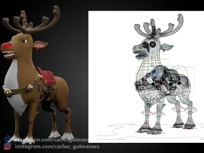 Rudolph Reindeer Cartoon Low-poly 3D model