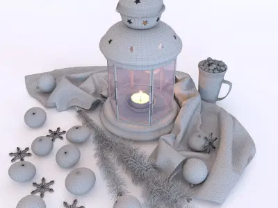 Decorative set christmas lantern - christmas lantern Free 3D model