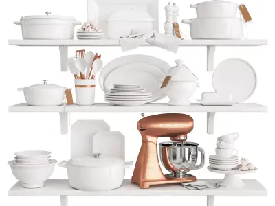 White Kitchen Set 3D model