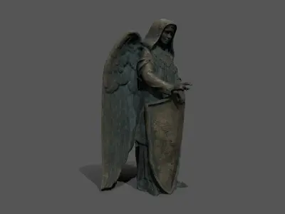 woman Statue Low-poly 3D model 5