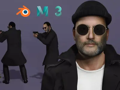 Jean Reno as Leon The Professional Fully Rigged for Unreal Low-poly 3D model