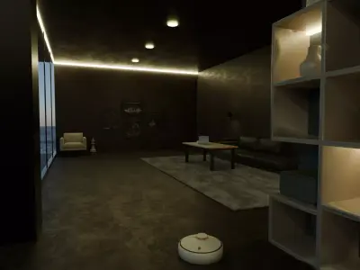 Nordic Luxury High-tech Living Room  3D model