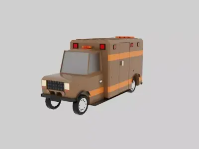 Low Poly Ambulance  Stylized Game-Ready Vehicle Low-poly 3D model