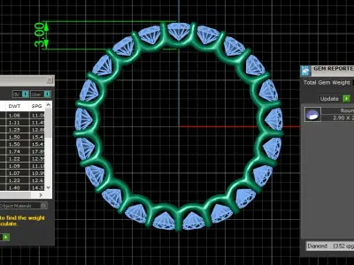 U Shaped Eternity Ring 2 point 9 mm stone size swiss 12 and EU52 3D print model