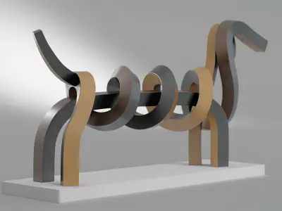 Dachshund abstract sculpture of dog 3D model