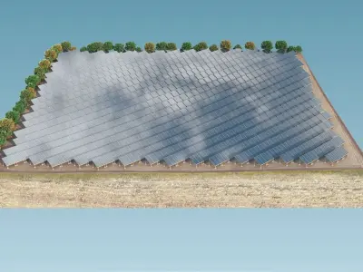 Solar panels in island 3D model