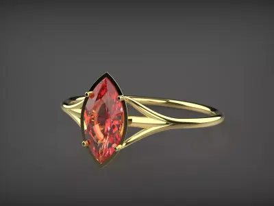 Thin ring with marquise stone size 17 3D print model