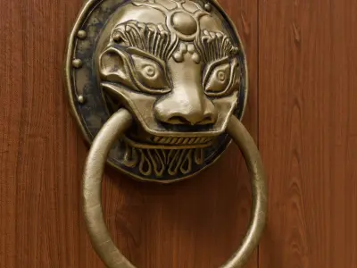 Chinese Style Beast Head Door Knocker 4 - Low Poly PBR Model Low-poly 3D model
