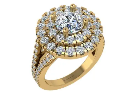 Round Halo Split Shank Ring 4460 3D print model
