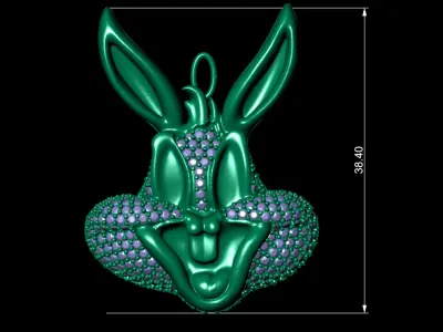 HIPHOP BUGS BUNNY pendant 3d wax resine projet jewellery 3D print model