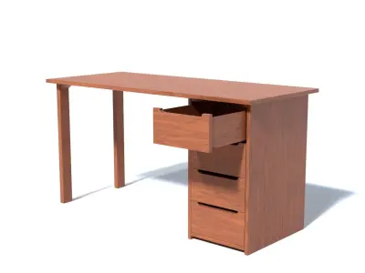 wooden - office - computer - setup desk Low-poly 3D model