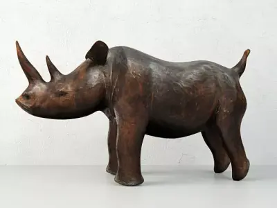 Carved Wood Rhino 3D model