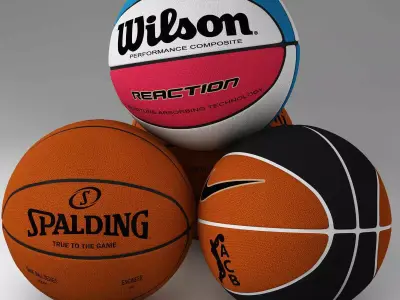 basketball ball set Low-poly 3D model