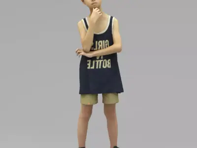 A Cool Boy Thinking About Sth 3D model