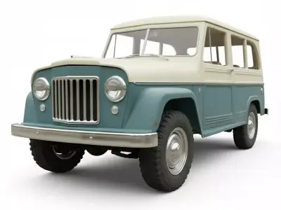 Vintage Utility Wagon Low-poly 3D model