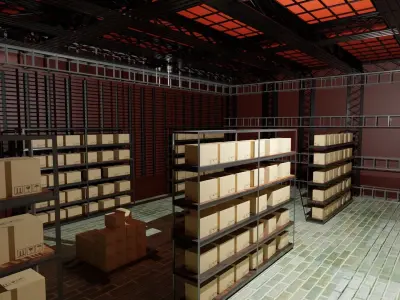 Warehouse Interior Low-poly 3D model