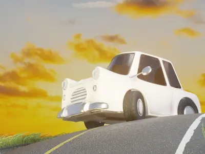cartoon car with clean and rusty paint map 3D model