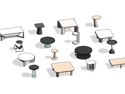 Coffee and Side Table Revit Family Pack 3D model