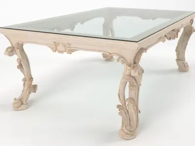 Classic Coffee Table Chelini Art 1064 - Ivory 3D model