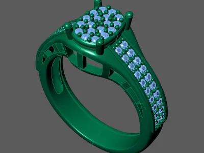 Womens Rings With Stone Ring Ready STL 3DM Models Rings women 3D print model 39