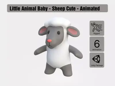 Little animal baby - Sheep cute - Animated Low-poly 3D model