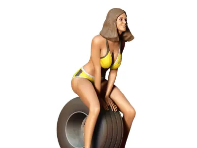 N4 Pit Girl with Tire 3D print model