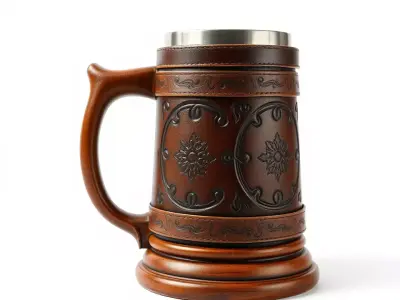 Ornate Wooden Mug model pack Low-poly 3D model